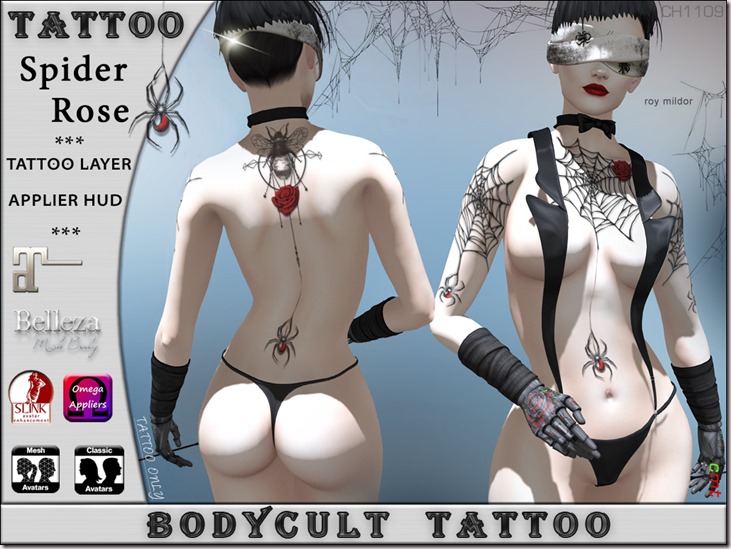 BodyCult Tattoo Spider Rose CH1109