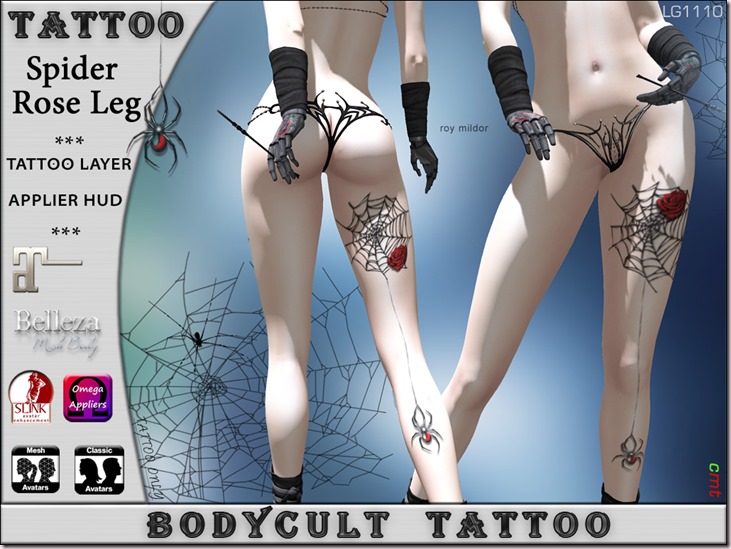 BodyCult Tattoo Spider Rose LG1110