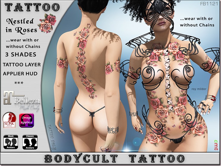 BodyCult Tattoo Nestled in Roses FB1121