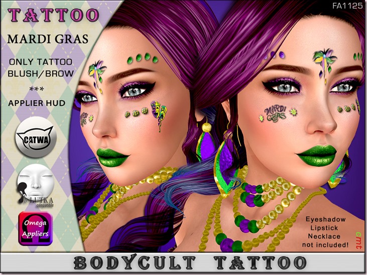 BodyCult Tattoo FACE Mardi Gras FA1125
