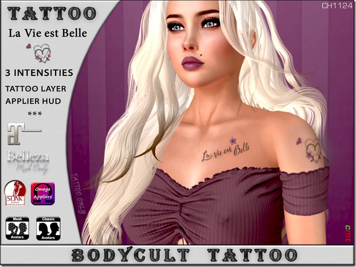 BodyCult Tattoo La Vie est Belle CH1124